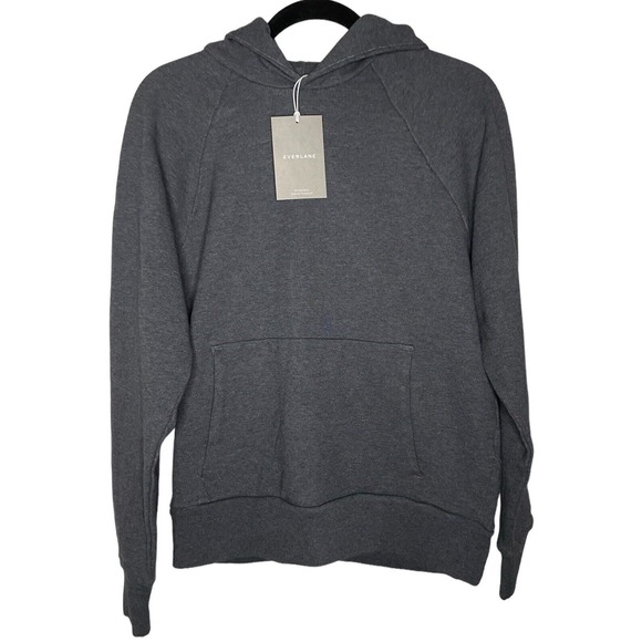 Everlane Track Hoodie Dark Gray Grey 100% Organic Cotton NWT Pocket Sweatshirt S - Picture 2 of 7